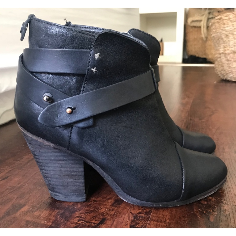 Rag & Bone Black Leather Harrow Ankle Booties